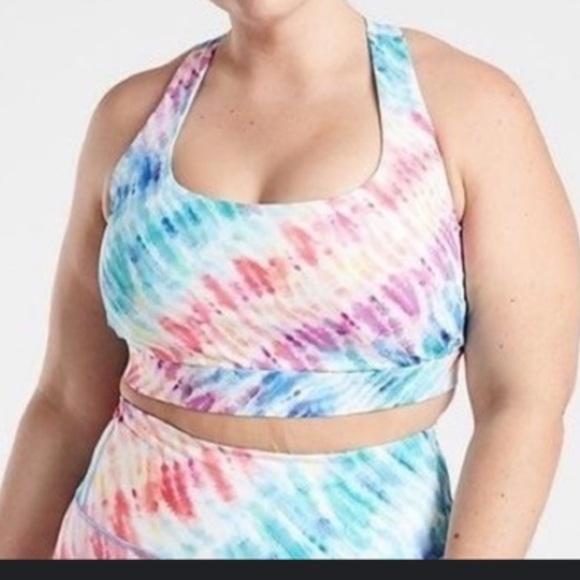Athleta Ultimate Love Proudly Rainbow Tie Dye Sports Bra Size 3X - Picture 1 of 4